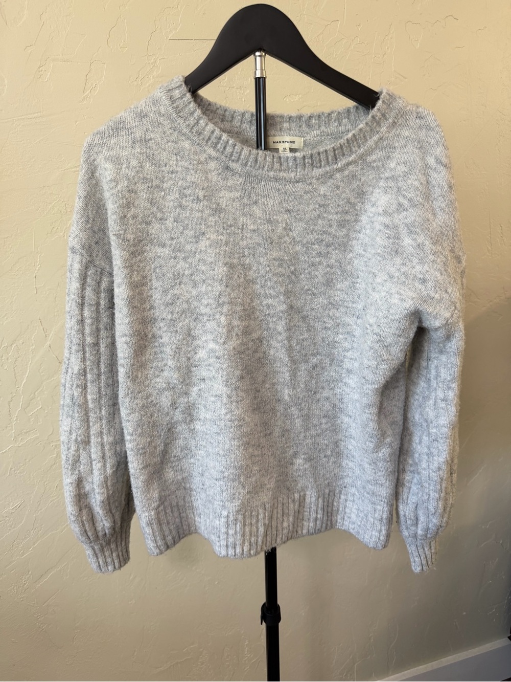 Max Studio Light Gray Cozy Crewneck Sweater